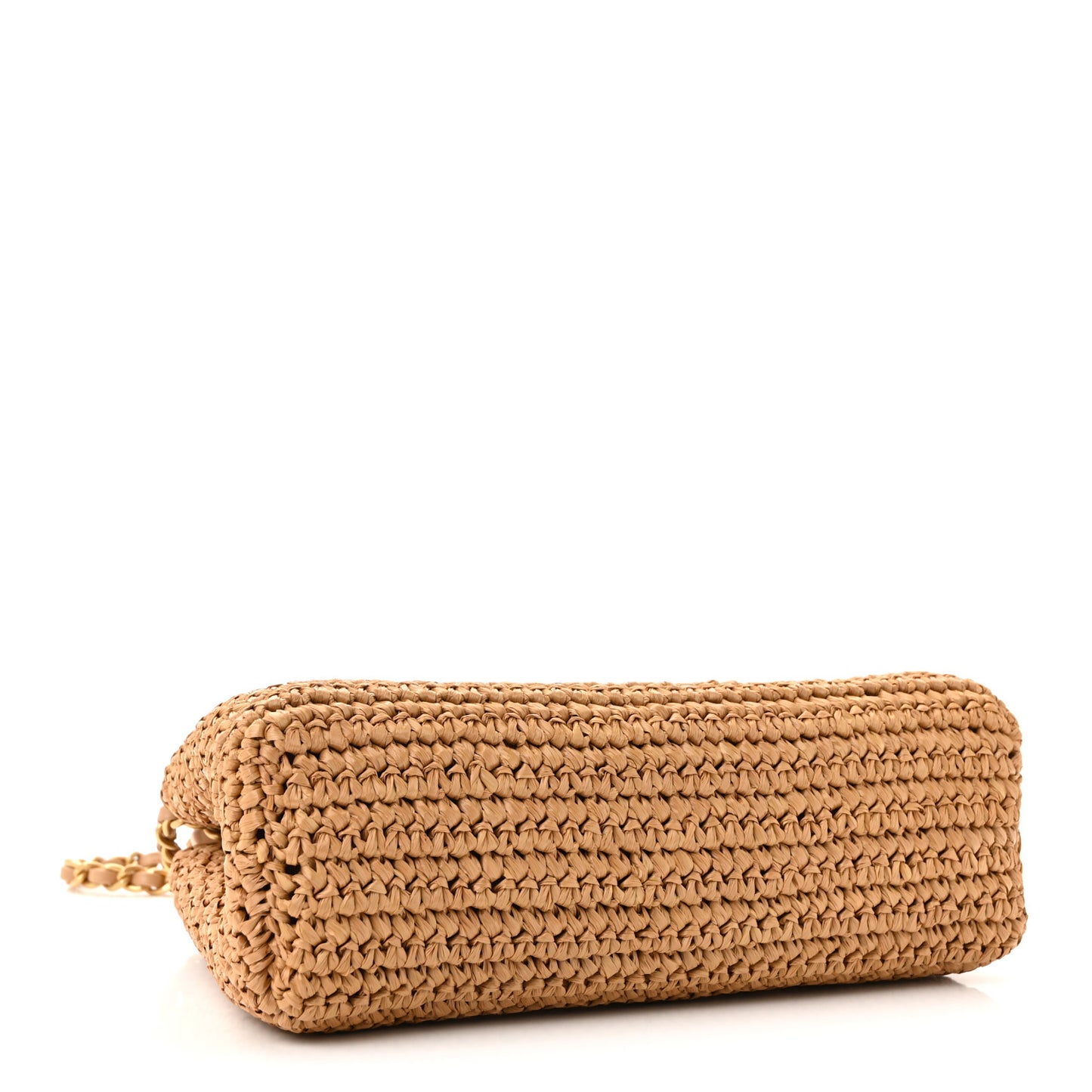 Braided Raffia Nano Kelly Flap Bag Dark Beige
