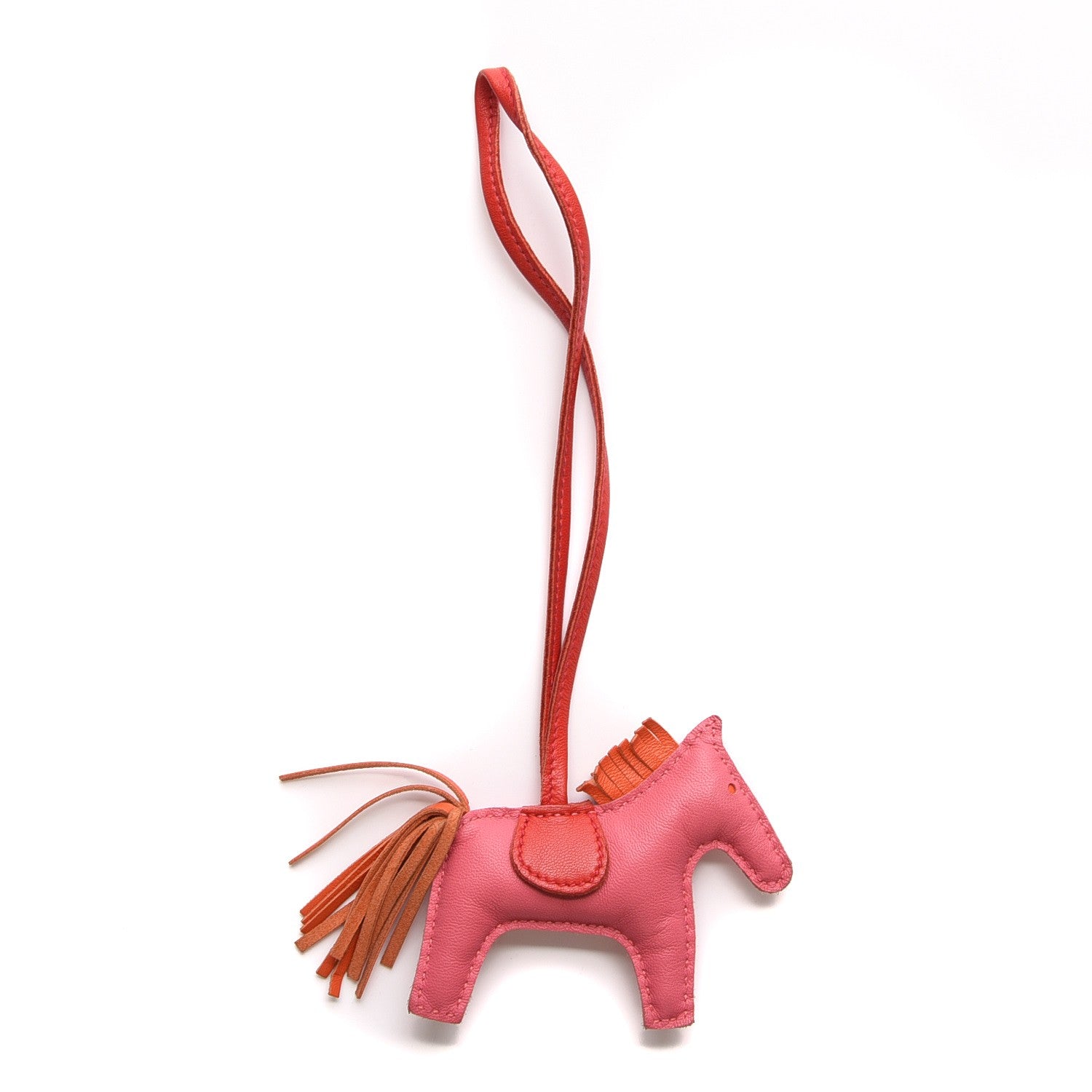 Hermes Milo Lambskin Grigri Rodeo Bag Charm PM Rose Azalee Orange Poppy Rouge Indien 1 of 3