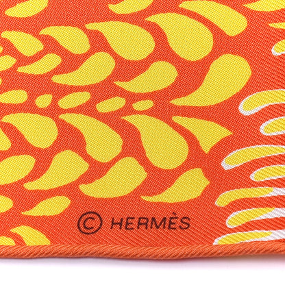 Hermes Silk Mountain Zebra Scarf 90 Orange Soleil Rose 4 of 4