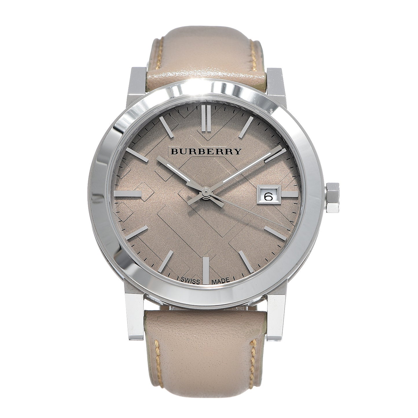 Stainless Steel Calfskin 38mm The City Quartz Watch Beige BU9010