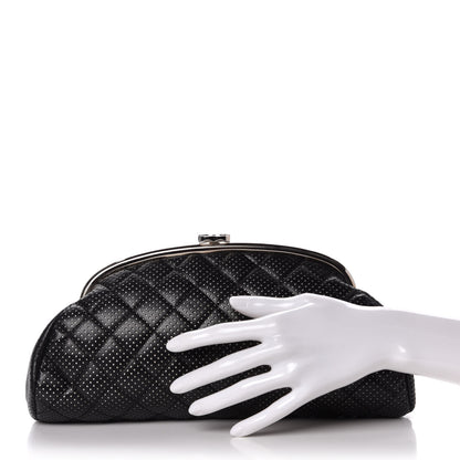 Chanel Lambskin Perforated Timeless Clutch Black 2 of 10