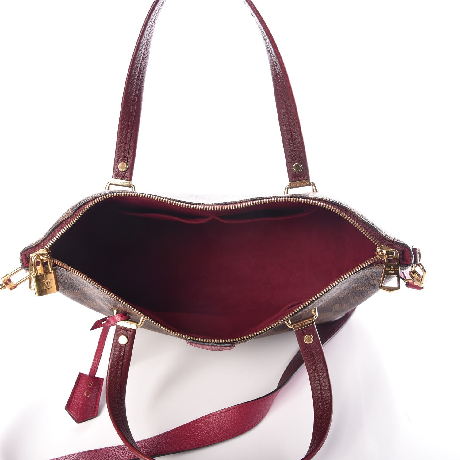 Louis Vuitton Damier Ebene Cuir Taurillon Hyde Park Fuchsia 5 of 10