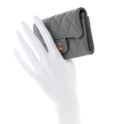 Chanel Caviar Quilted Flap Card Holder Wallet Dark Grey 2 of 9