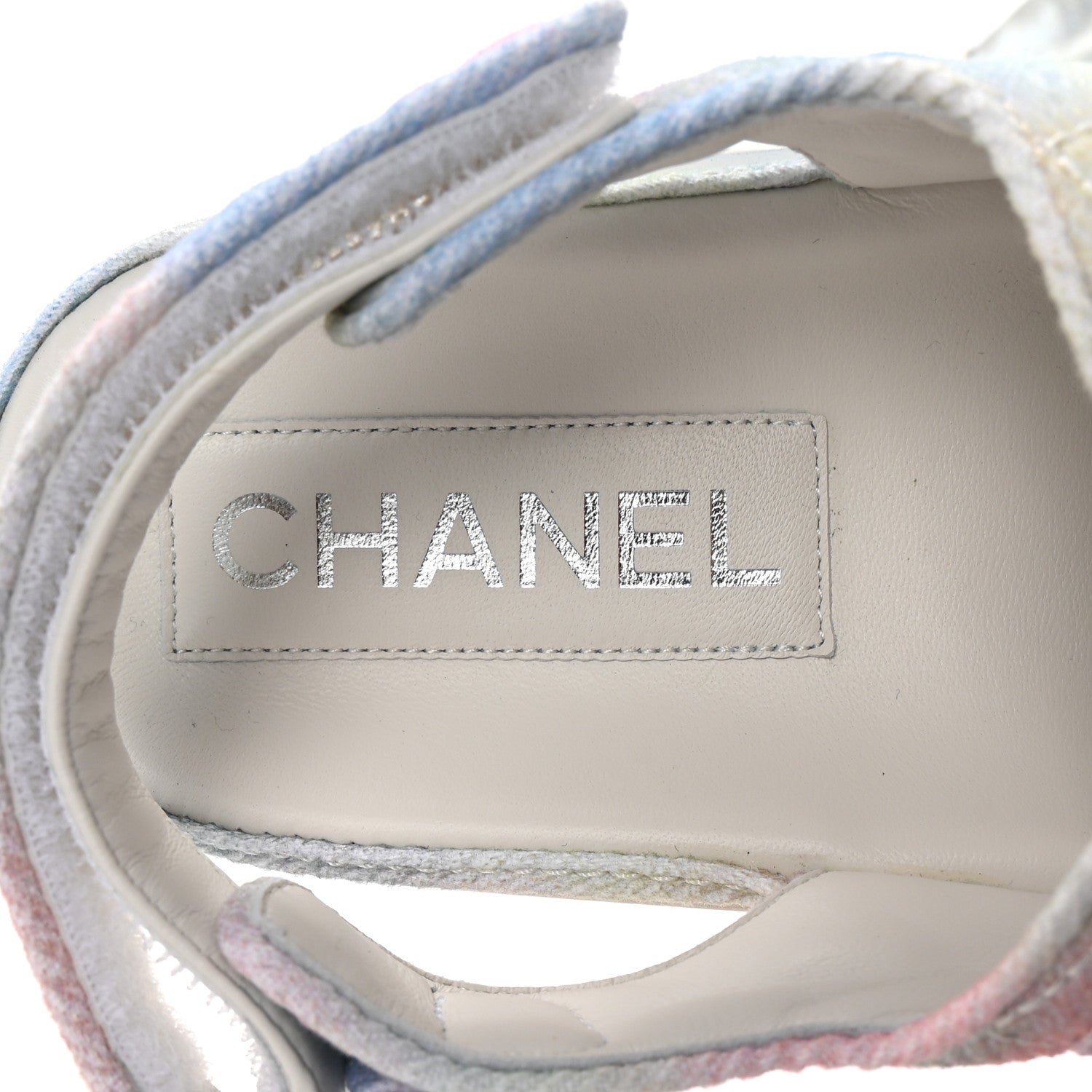 Chanel Printed Fabric Quilted Dad Sandals 38 Green Pink Blue 8 of 10