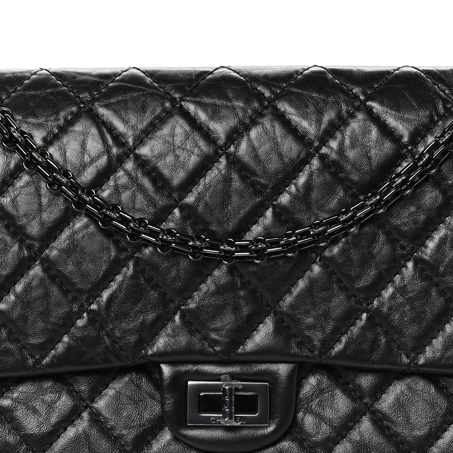 Aged Calfskin Quilted 2.55 Reissue 226 Flap So Black