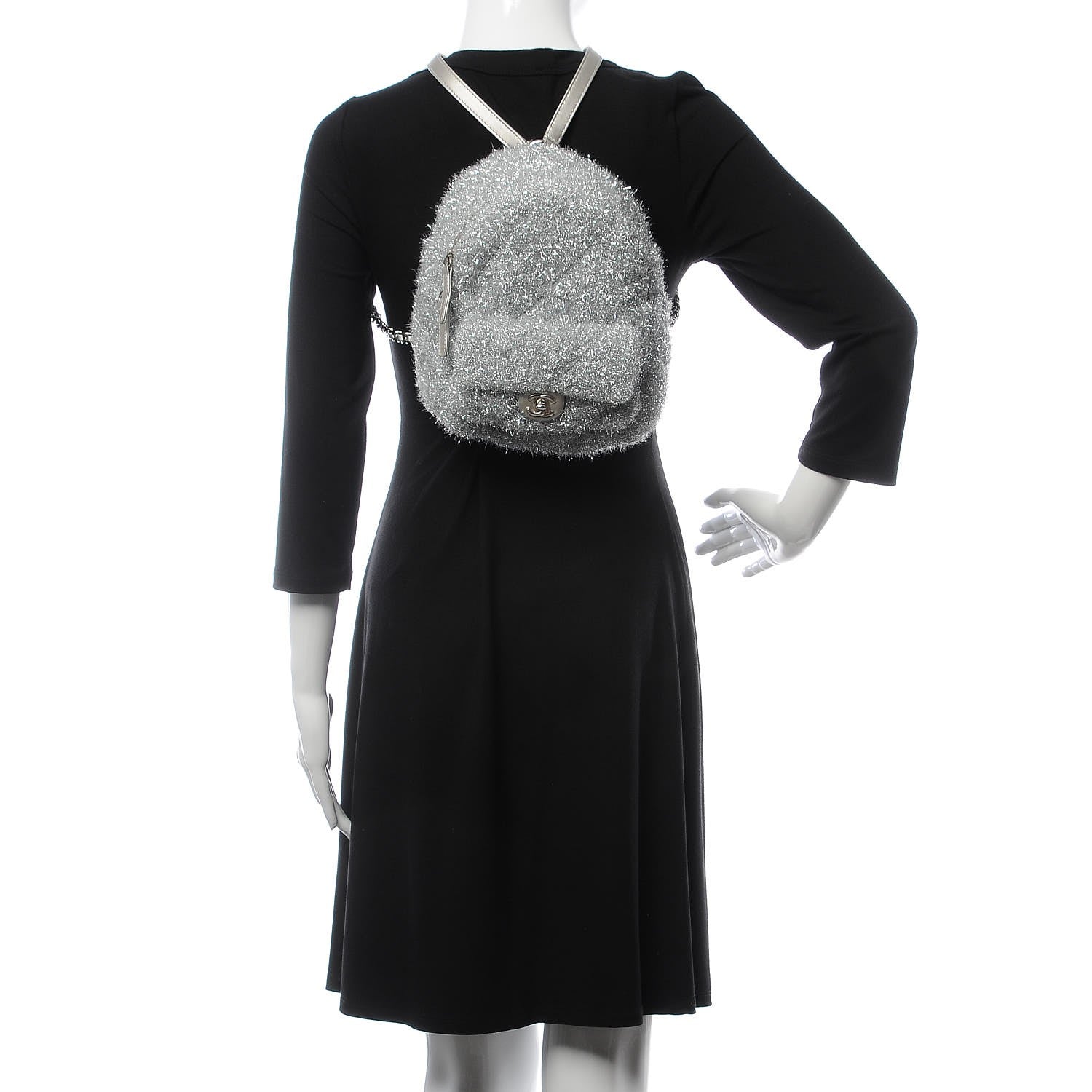 Chanel Lurex Knit Mini Pluto Glitter Backpack Grey 2 of 7