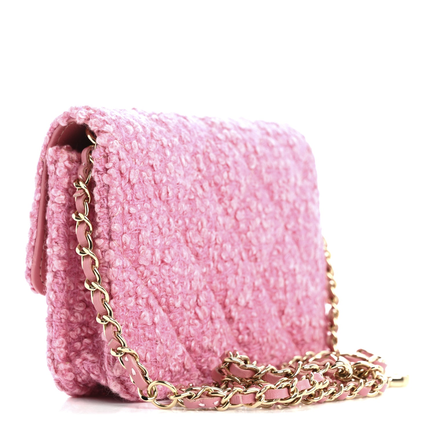 Chanel Tweed Quilted Flap Chain Waist Bag Pink 3 of 11