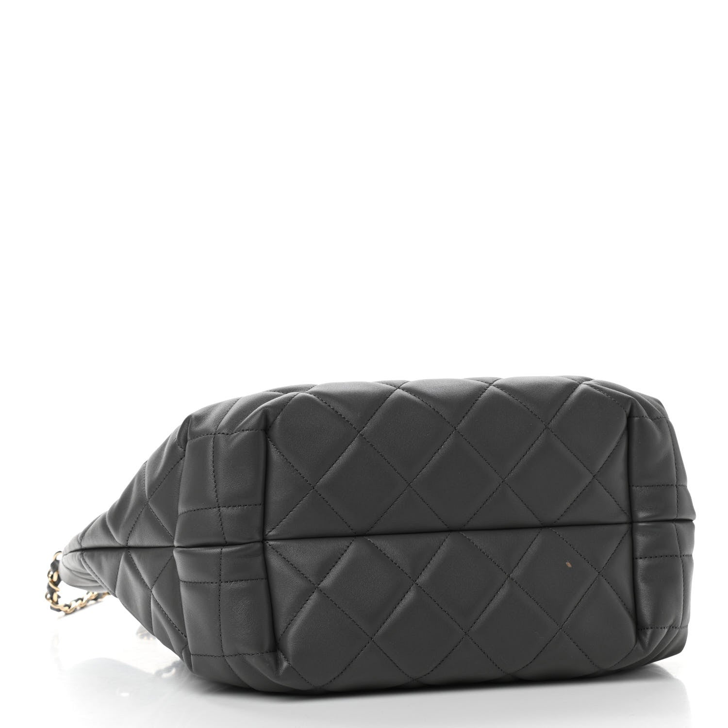 Chanel Lambskin Quilted CC Dweller Drawstring Tote Grey 4 of 10