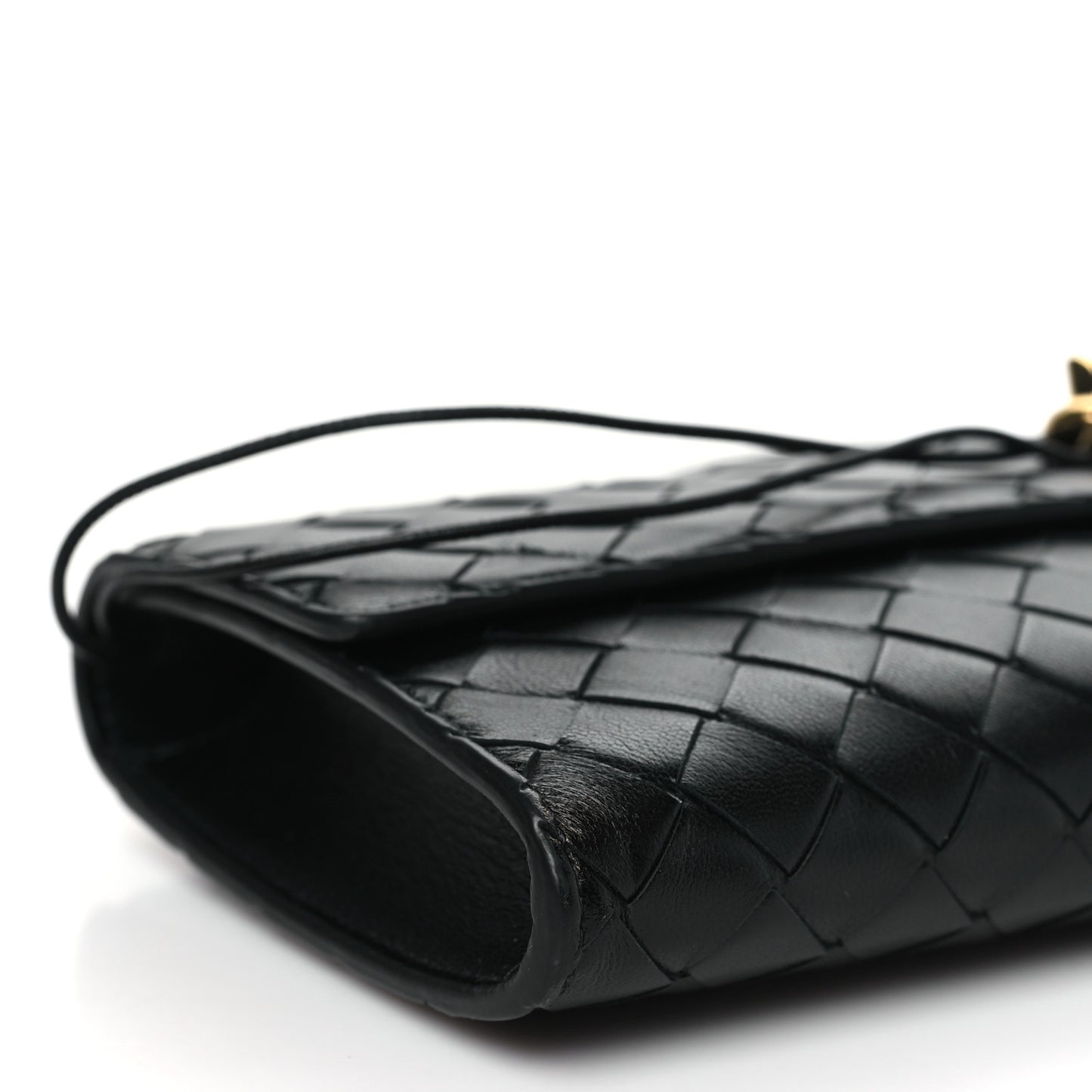 Nappa Intrecciato Long Andiamo Top Handle Clutch Black