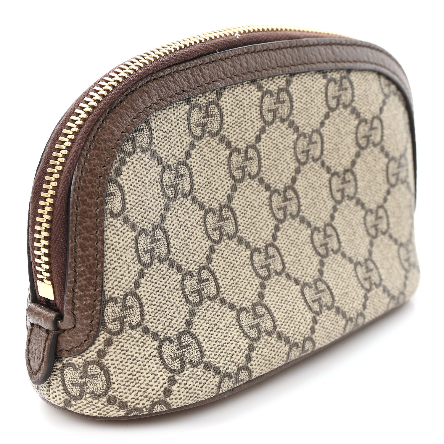 Gucci GG Supreme Monogram Textured Calfskin Web Medium Ophidia Cosmetic Case Beige Ebony New Acero 3 of 7
