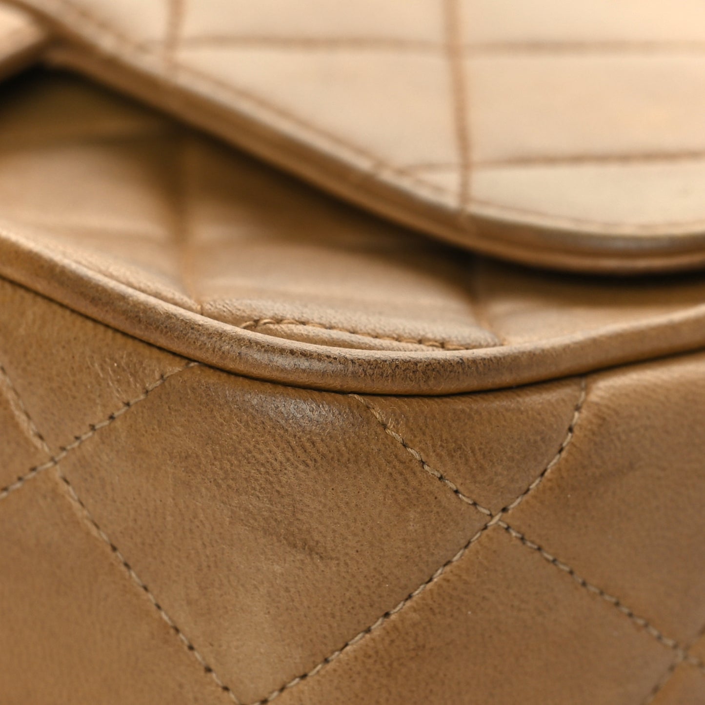 Lambskin Quilted Flap Camera Case Brown