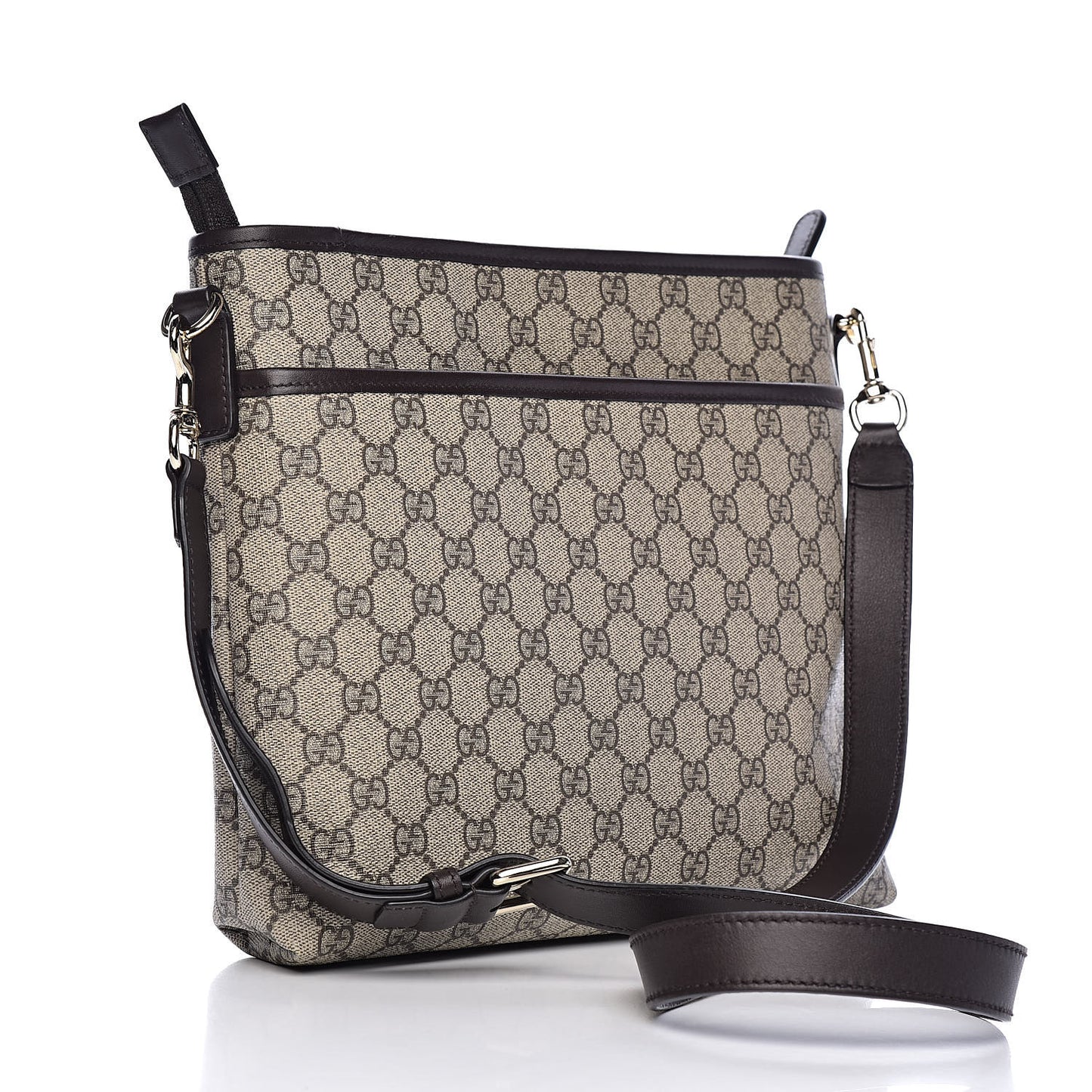 GG Plus Monogram Medium Flat Messenger Bag Dark Brown