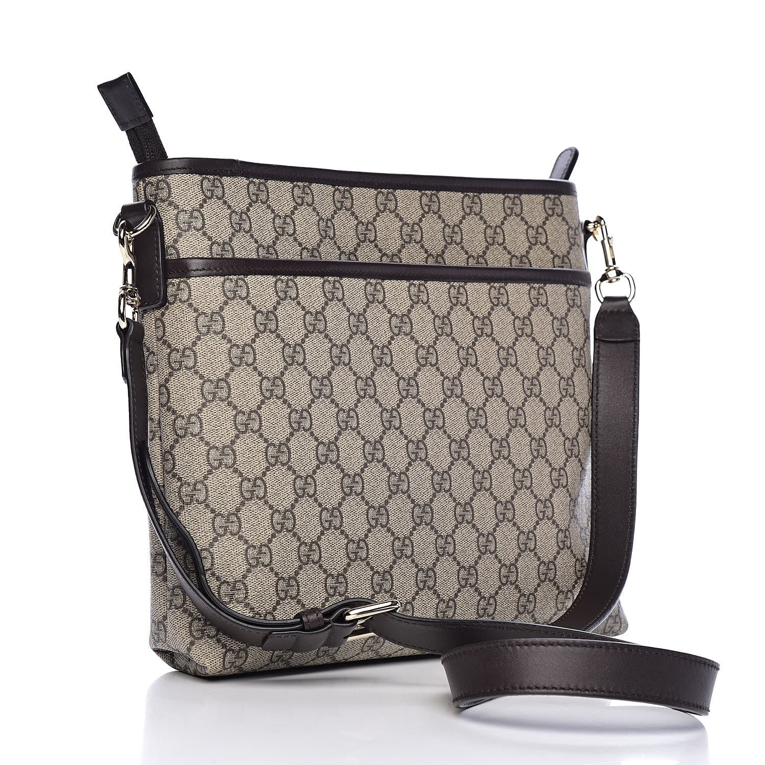 Gucci GG Plus Monogram Medium Flat Messenger Bag Dark Brown 3 of 10
