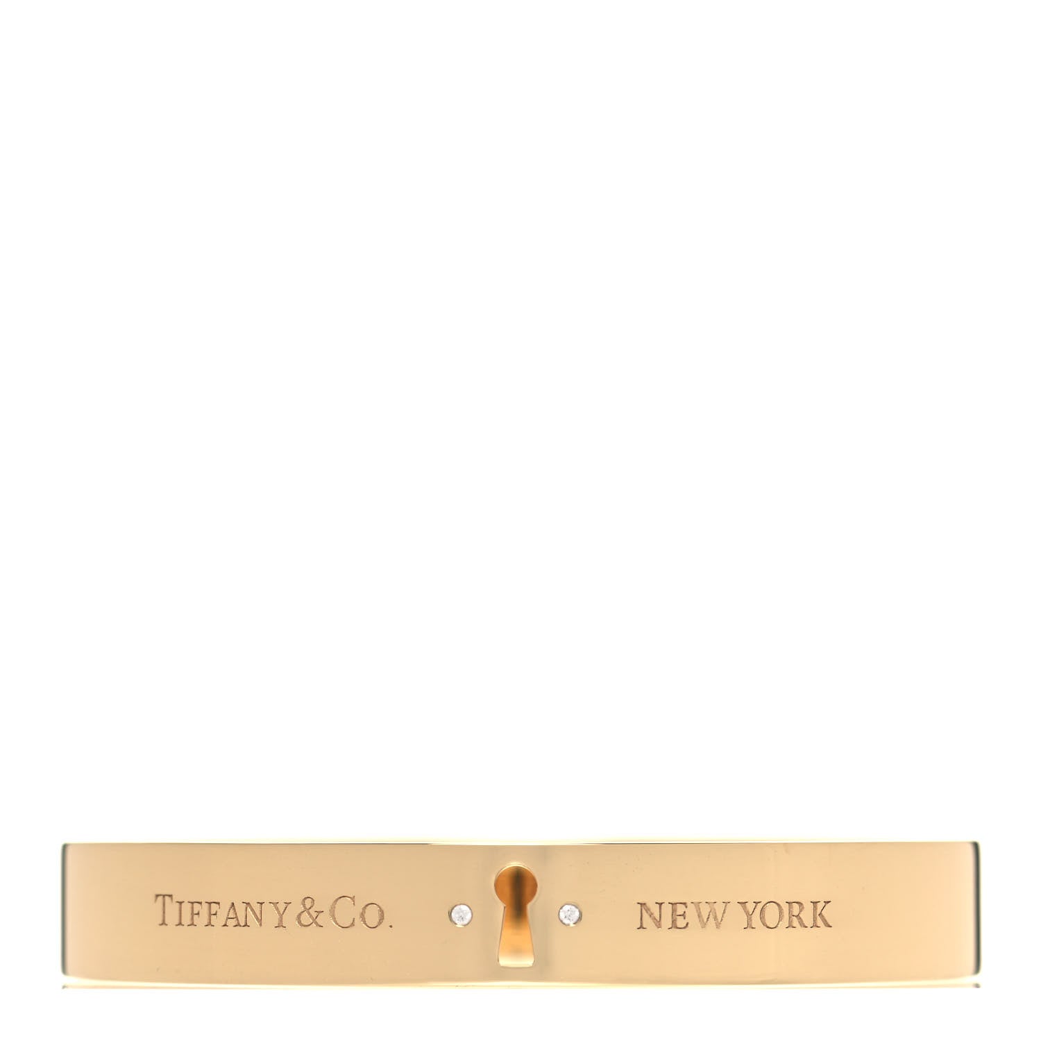 Tiffany 18K Yellow Gold Diamond Narrow Locks Bangle Bracelet 1 of 4