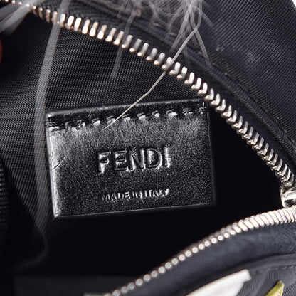 Fendi Nylon Shiny Nappa Nutria Fox Fur Monster Eyes Mini Backpack Charm Black Multicolor 4 of 6