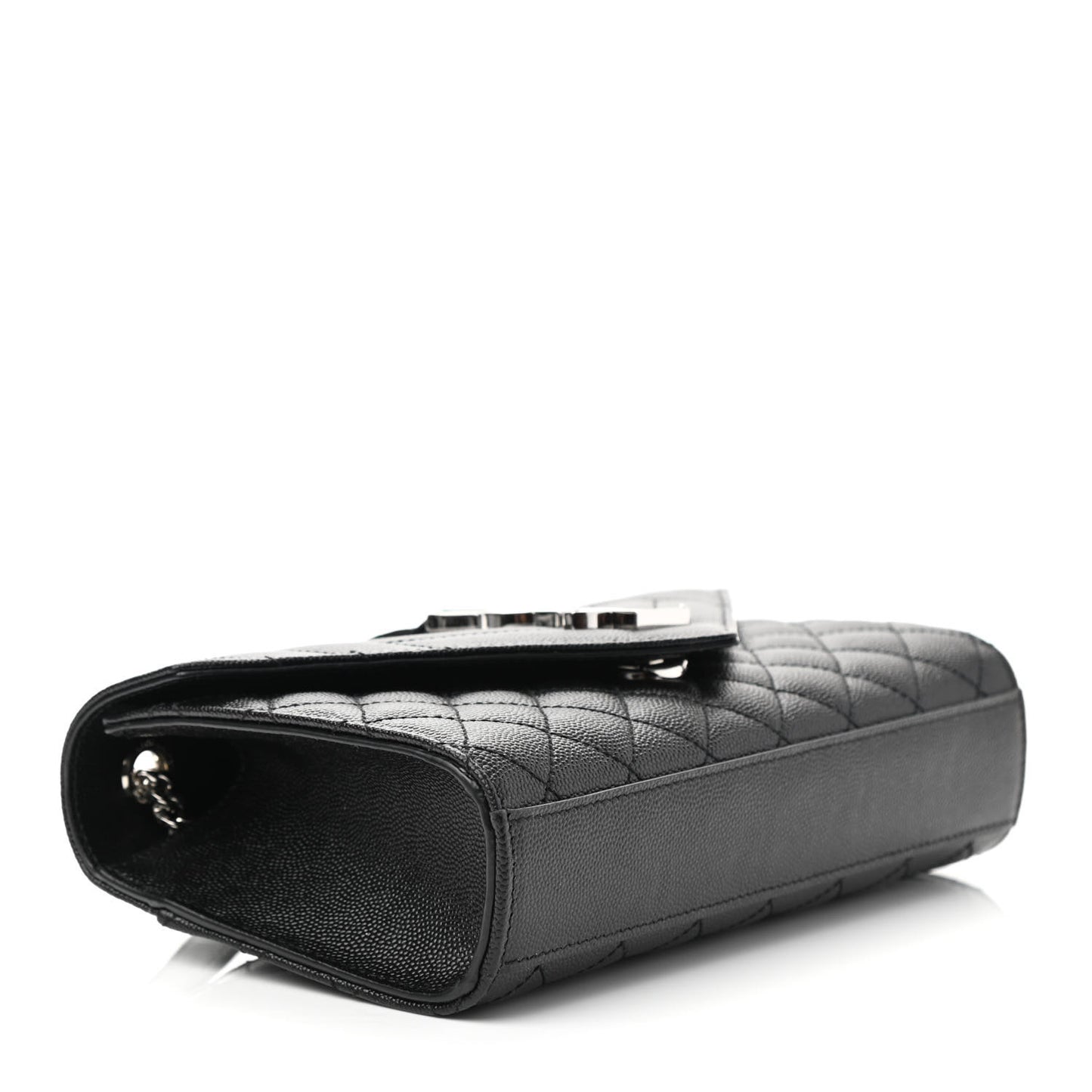 Grain De Poudre Textured Mixed Matelasse Triquilt Small Monogram Satchel Black
