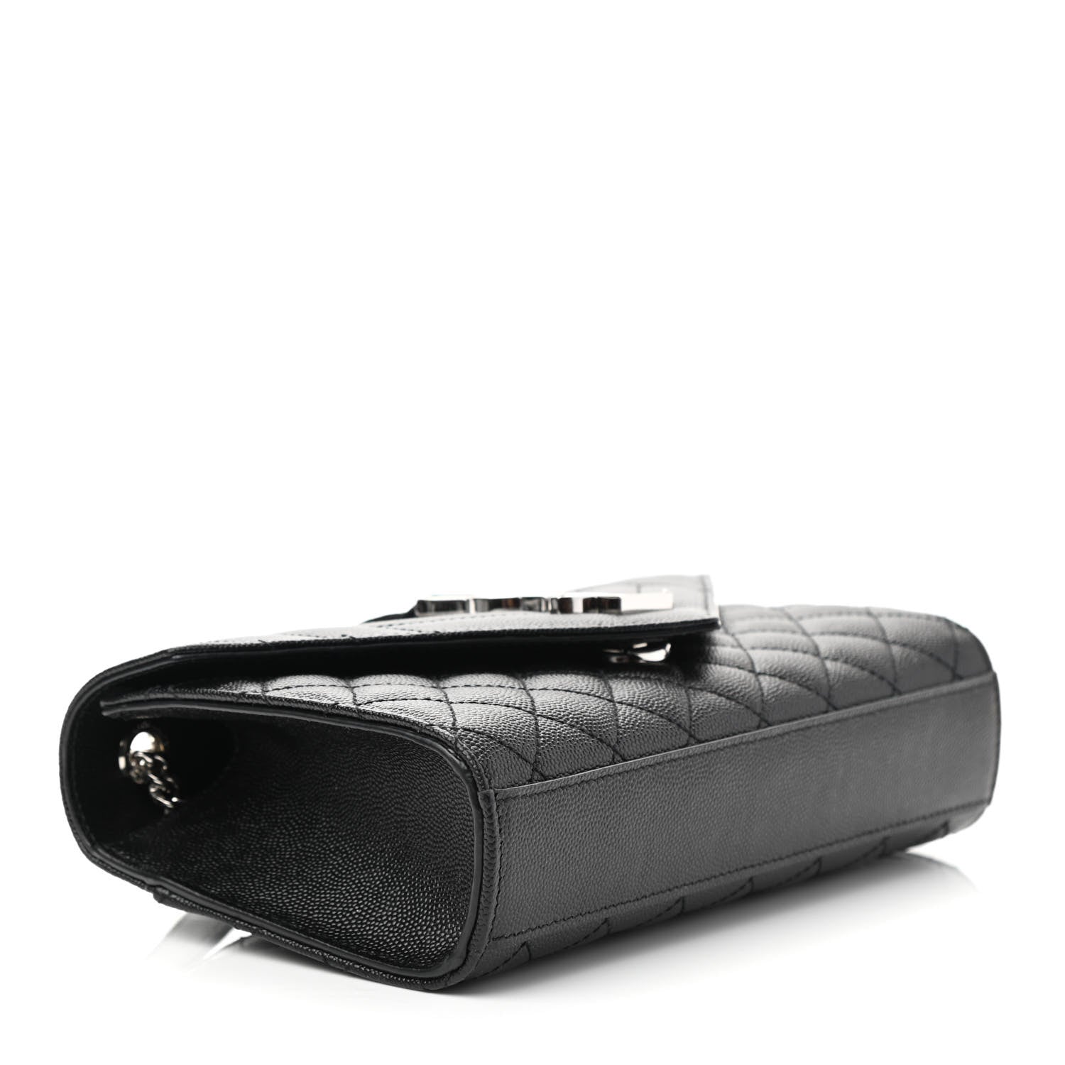 Saint Laurent Grain De Poudre Textured Mixed Matelasse Triquilt Small Monogram Satchel Black 3 of 8