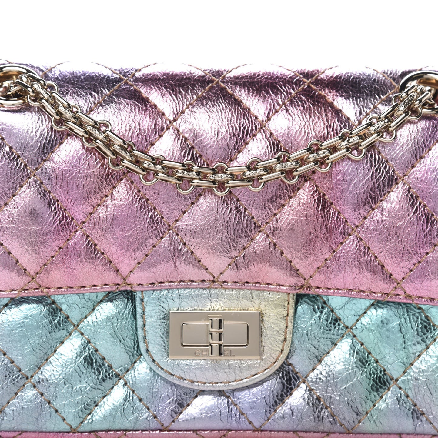 Metallic Goatskin Quilted Mini 2.55 Reissue Flap Multicolor