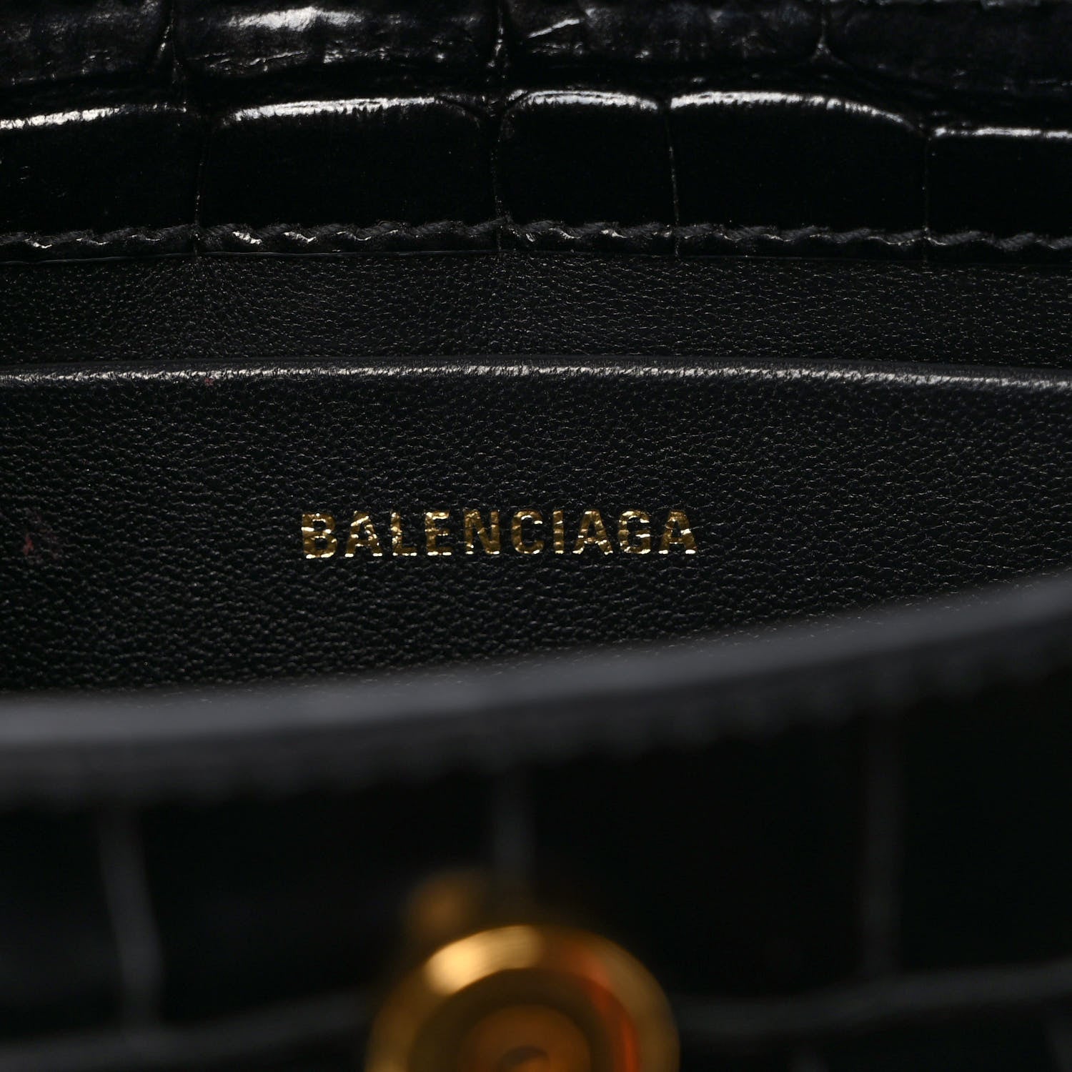 Balenciaga Shiny Super Supple Calfskin Crocodile Embossed Small XX Flap Stretch Bag Black 6 of 9