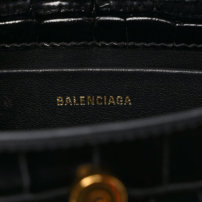 Balenciaga Shiny Super Supple Calfskin Crocodile Embossed Small XX Flap Stretch Bag Black 6 of 9