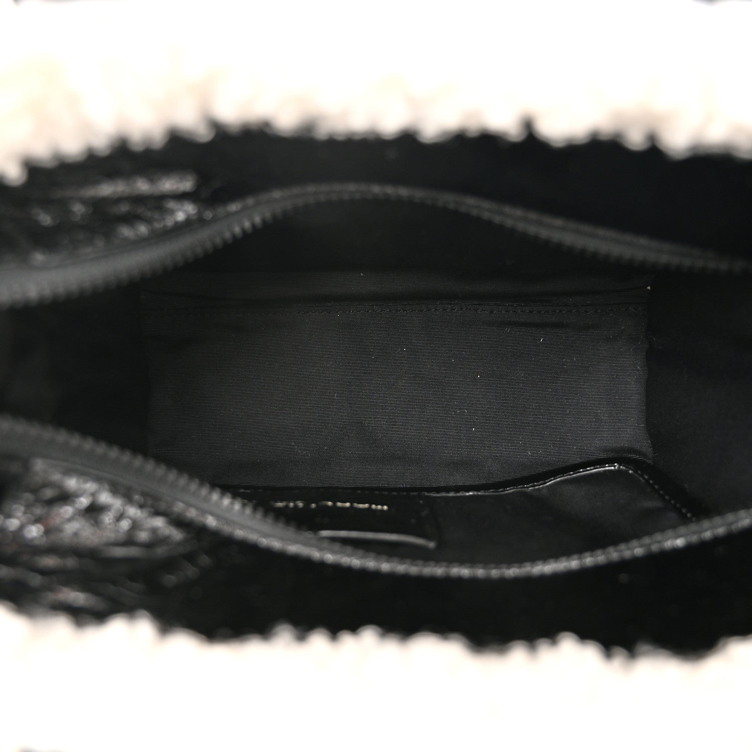 Marc Jacobs Shiny Calfskin Faux Shearling Mini The Traveler Tote Bag Black 5 of 10