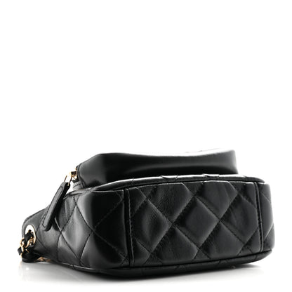 Chanel Shiny Crumpled Lambskin Quilted Mini Clutch With Chain Black 4 of 11