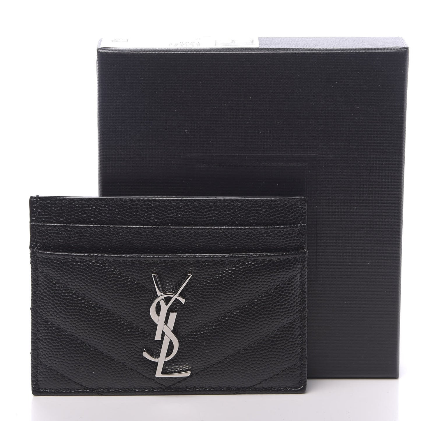 Grain De Poudre Matelasse Chevron Monogram Credit Card Case Black