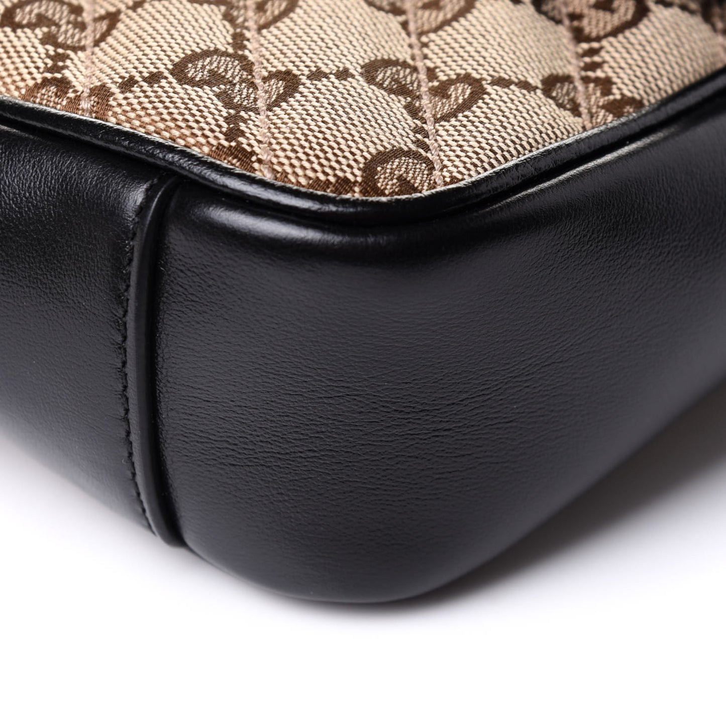 Monogram Matelasse Diagonal Mini GG Marmont Shoulder Bag Beige Black