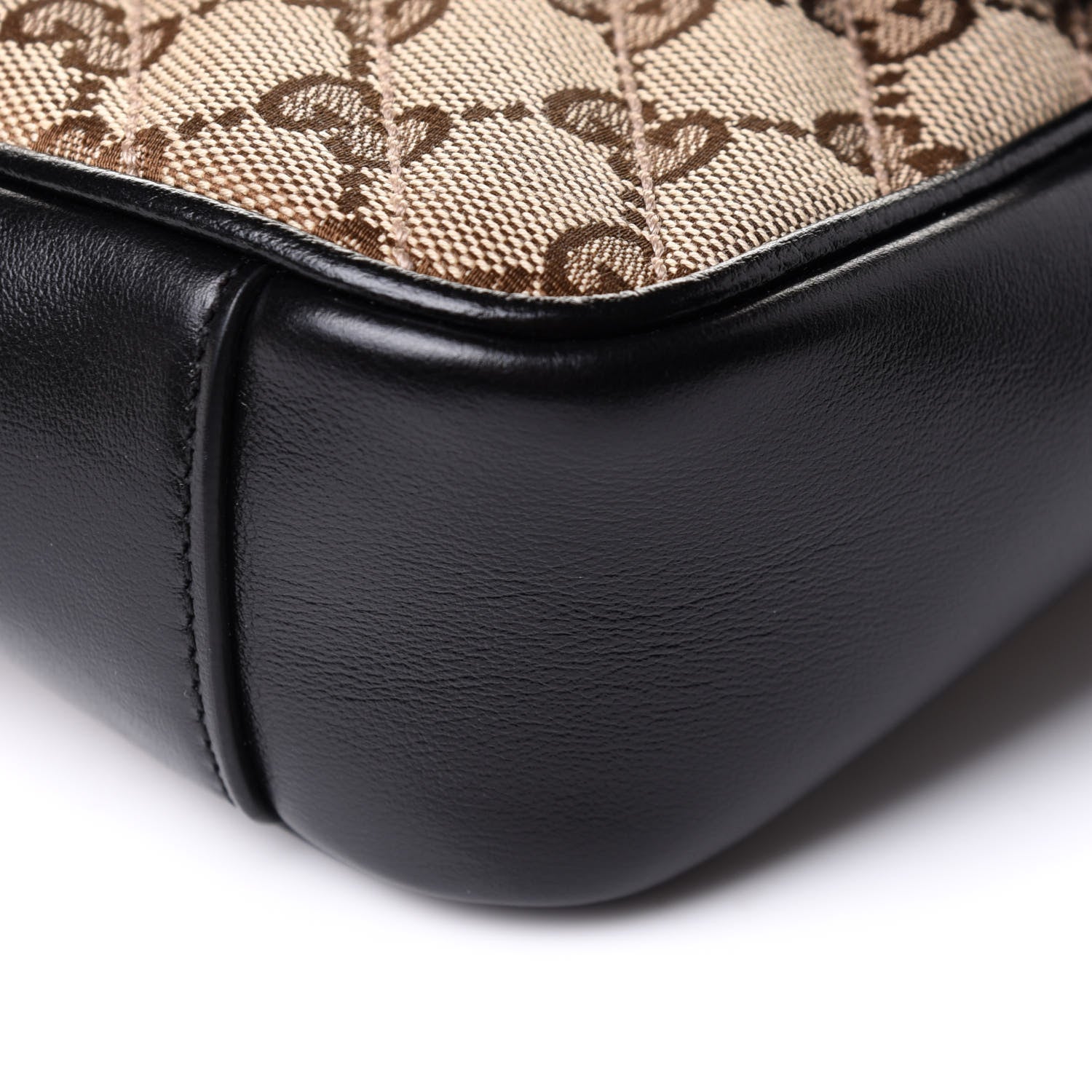 Gucci Monogram Matelasse Diagonal Mini GG Marmont Shoulder Bag Beige Black 6 of 10