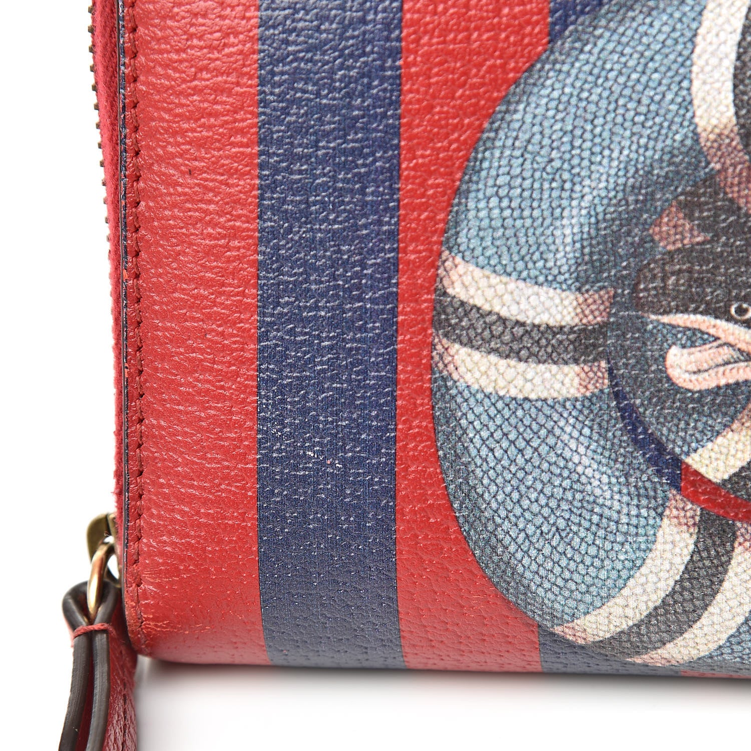 Gucci Calfskin Striped Kingsnake Zip Around Wallet Red 14 of 15