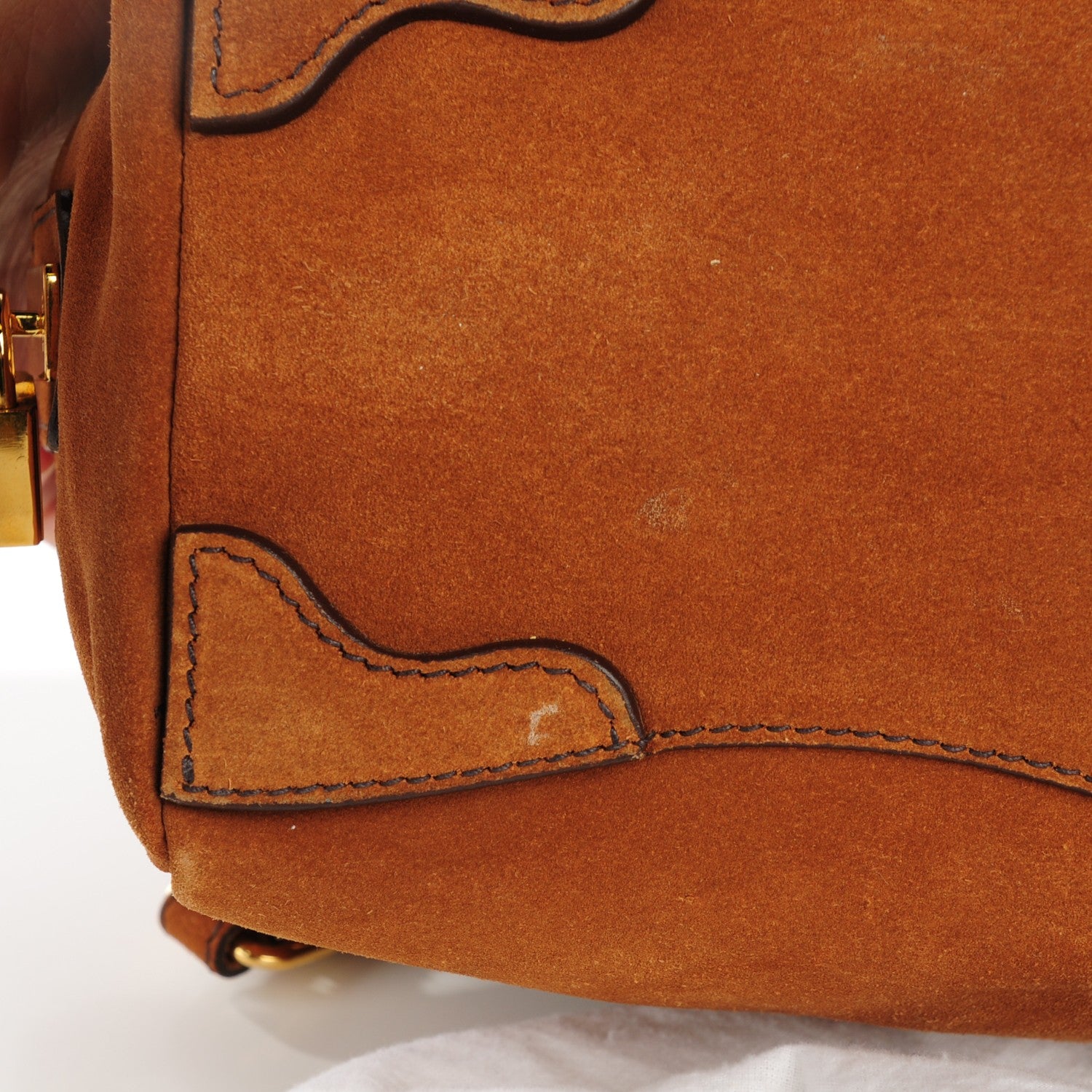 Prada Suede Scamosciato Logo Shoulder Bag Caramel 8 of 9