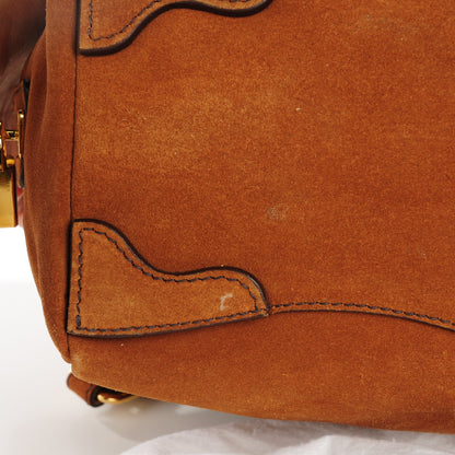 Prada Suede Scamosciato Logo Shoulder Bag Caramel 8 of 9