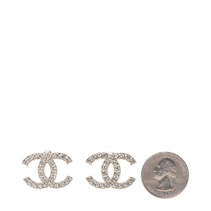 Chanel Crystal CC Large Stud Earrings Gold 2 of 4