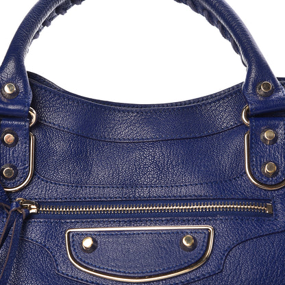 Balenciaga Chevre Gold Metallic Edge Hardware Velo Bleu Roi 8 of 10