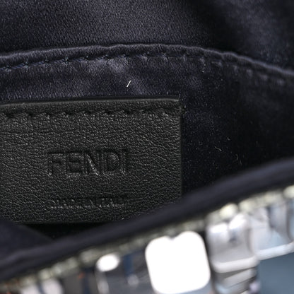 Fendi Sequin Paillettes Shiny Nappa Sex and the City Nano Maxi Buckle Baguette Charm Blue 6 of 12