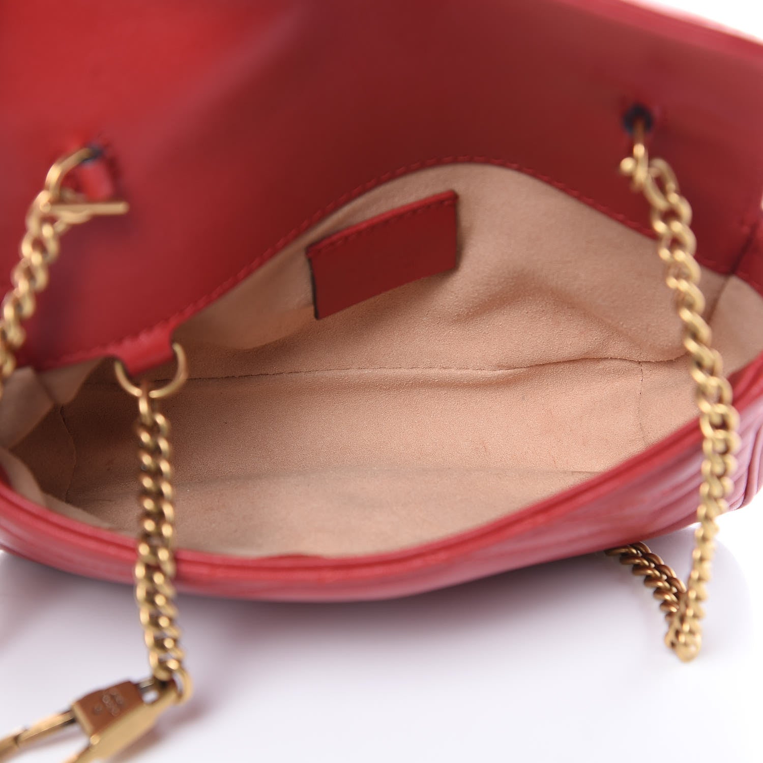Gucci Calfskin Matelasse Super Mini GG Marmont Shoulder Bag Hibiscus Red 5 of 11