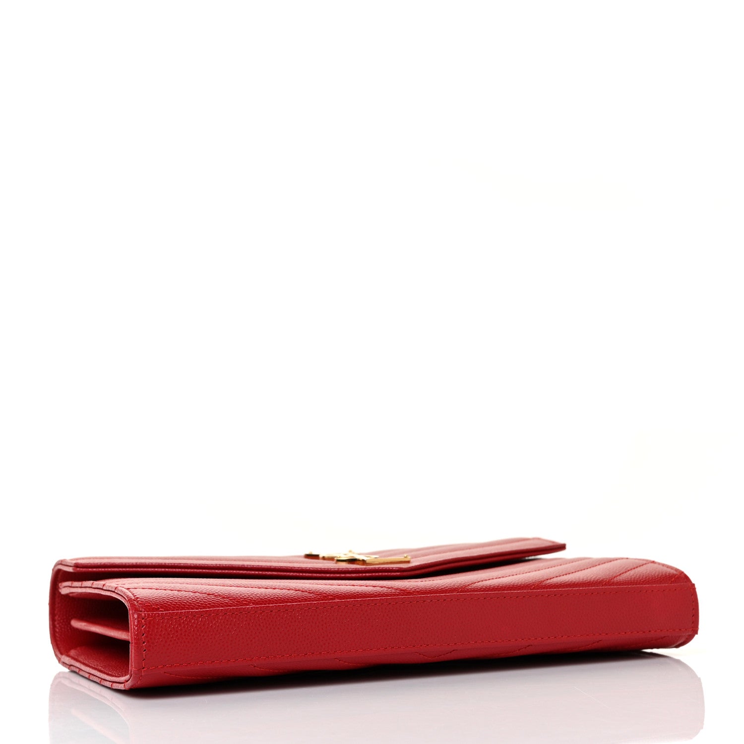 Saint Laurent Grain De Poudre Matelasse Chevron Monogram Chain Wallet Bandana Red 4 of 10