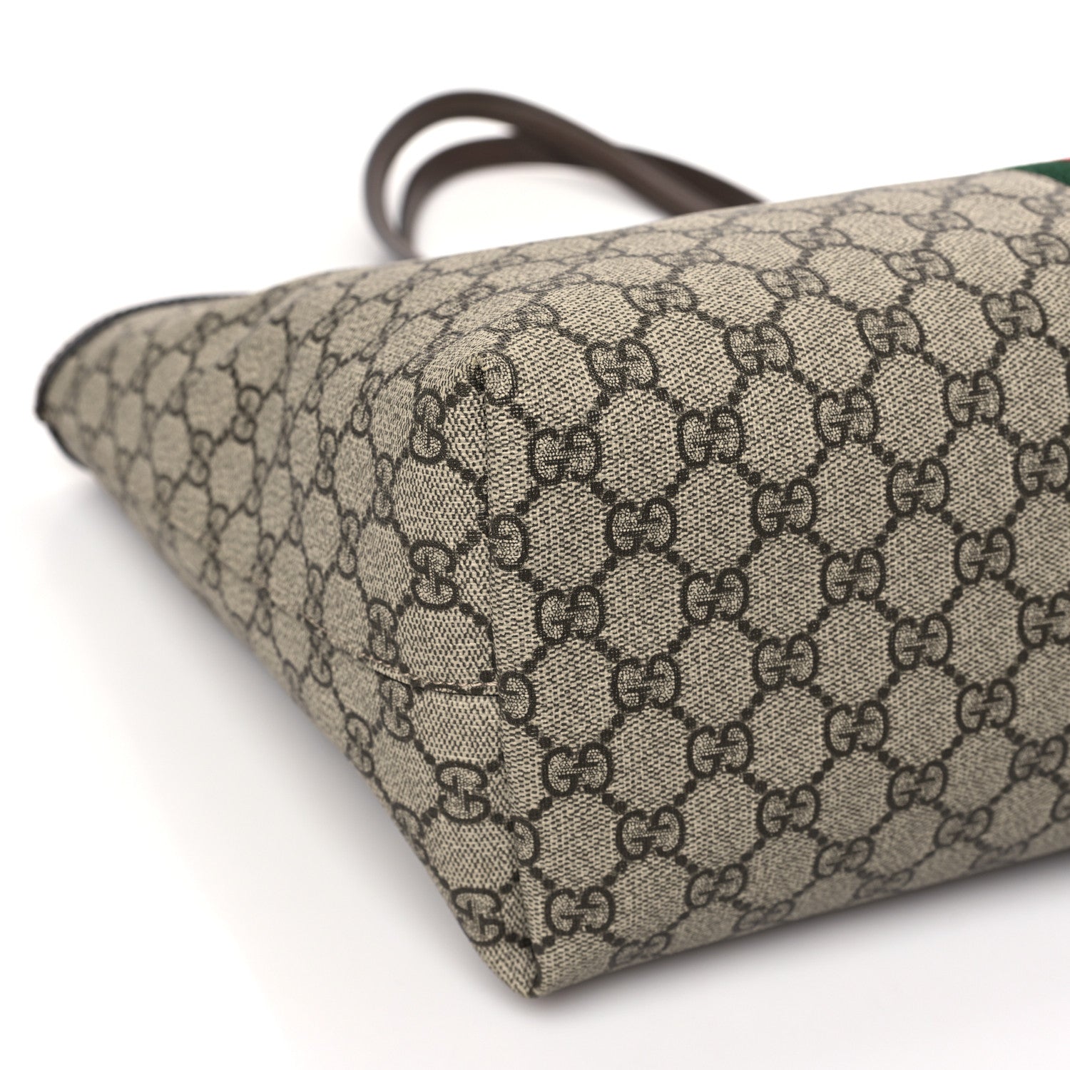 Gucci GG Supreme Monogram Textured Calfskin Web Medium Ophidia Shopping Tote Beige Ebony New Acero 8 of 10