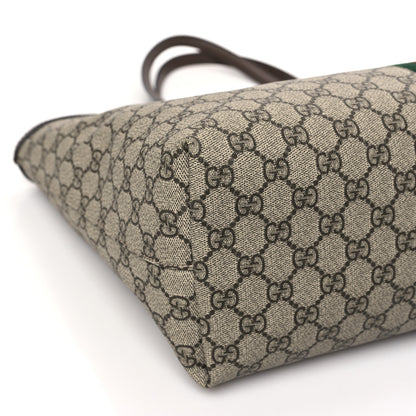 Gucci GG Supreme Monogram Textured Calfskin Web Medium Ophidia Shopping Tote Beige Ebony New Acero 8 of 10