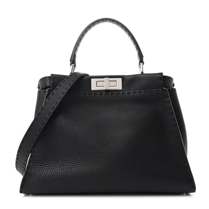 Fendi Cuoio Romano Selleria Bi-Color Medium Peekaboo Iconic Satchel Black Mou Black Mou 1 of 11