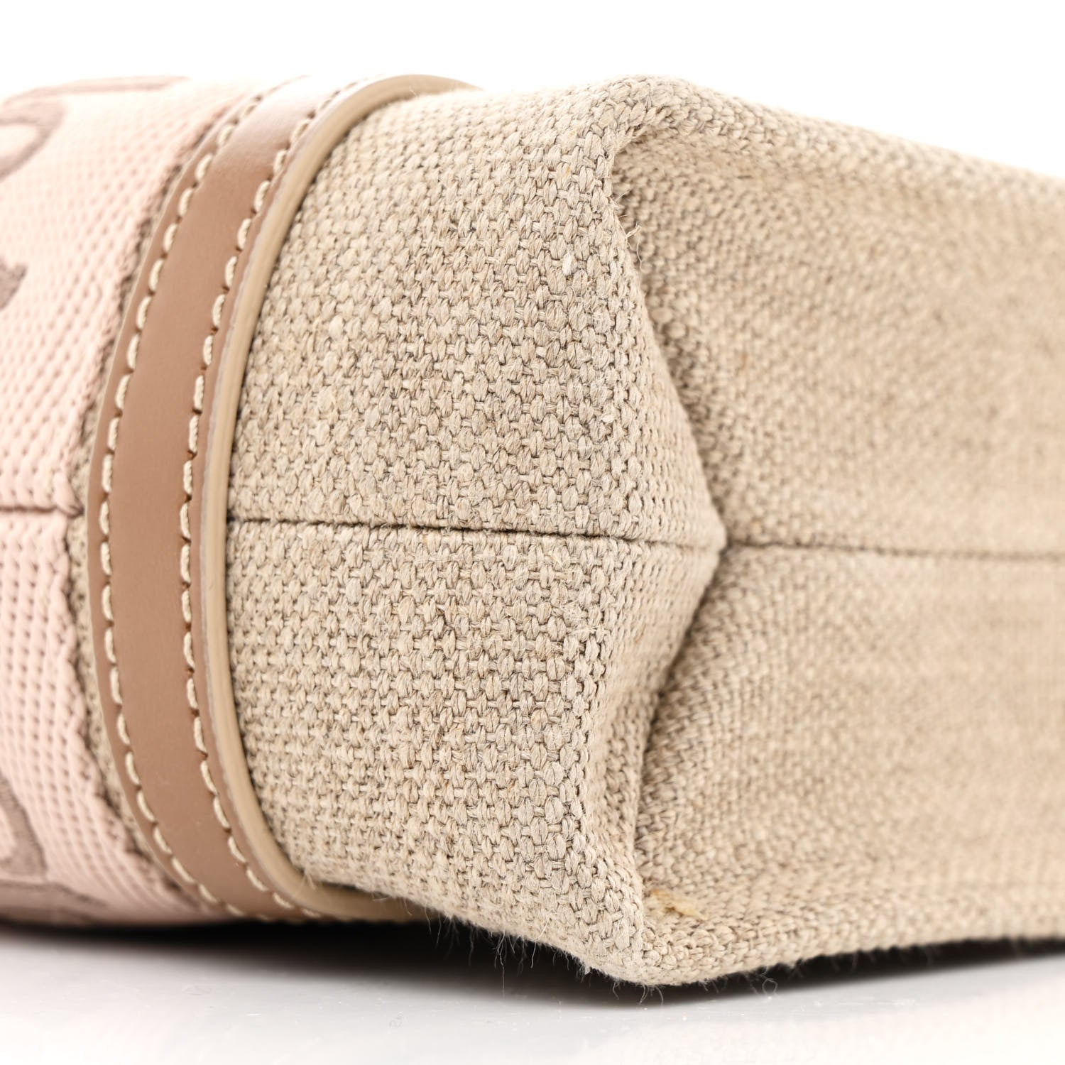Chloe Linen Calfskin Mini Woody Ribbon Tote With Strap Blushy Beige 10 of 11