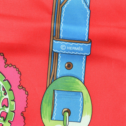 Hermes Silk Cuivreries Scarf 90 Rouge Bleu Vert 4 of 5