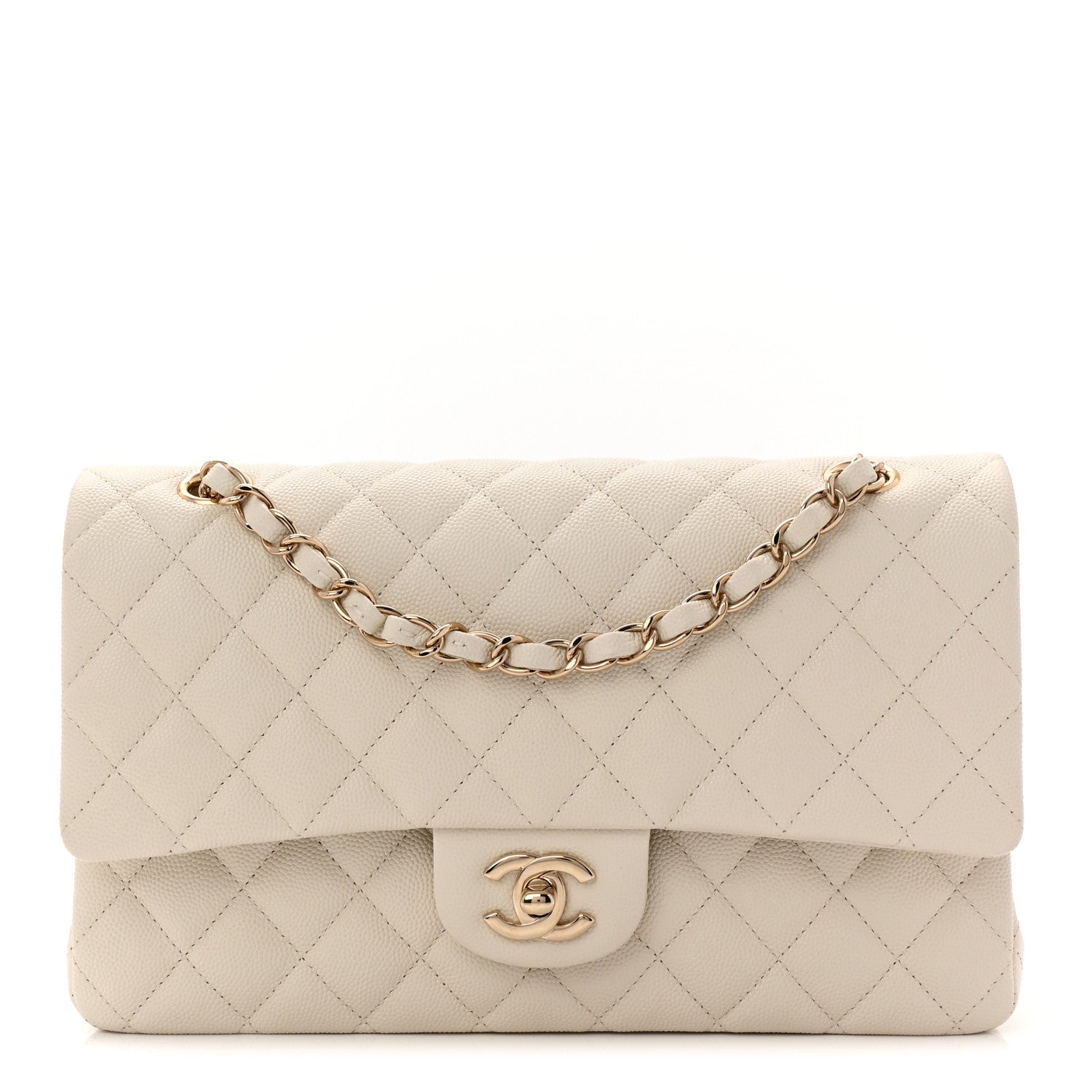 Chanel Caviar Quilted Medium Double Flap White 1 of 10