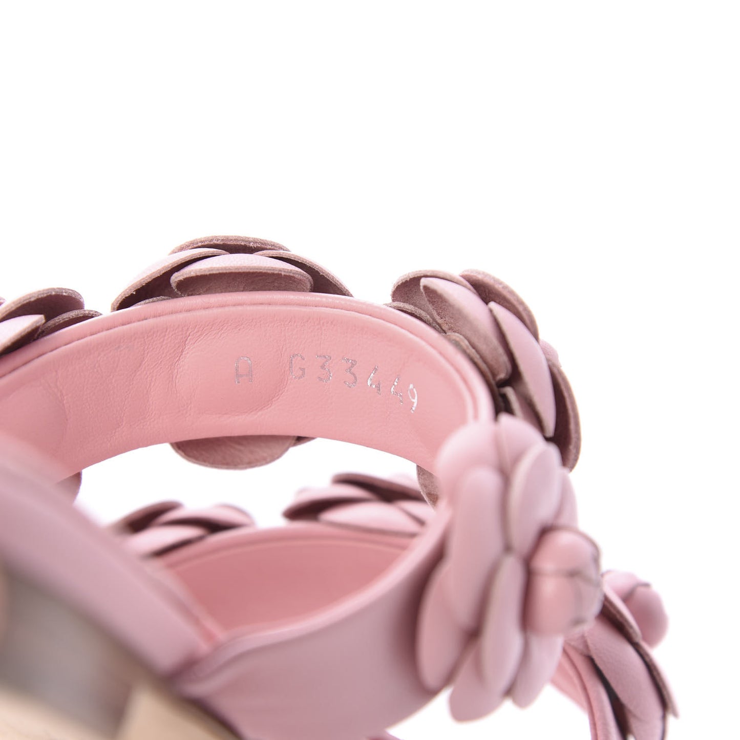 Lambskin Camellia Slide Sandals 35 Pink