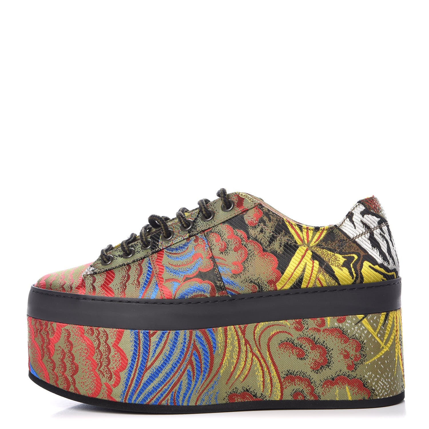 Gucci Jacquard Silk Tiger Peggy Platform Sneakers 36 Multicolor 1 of 8