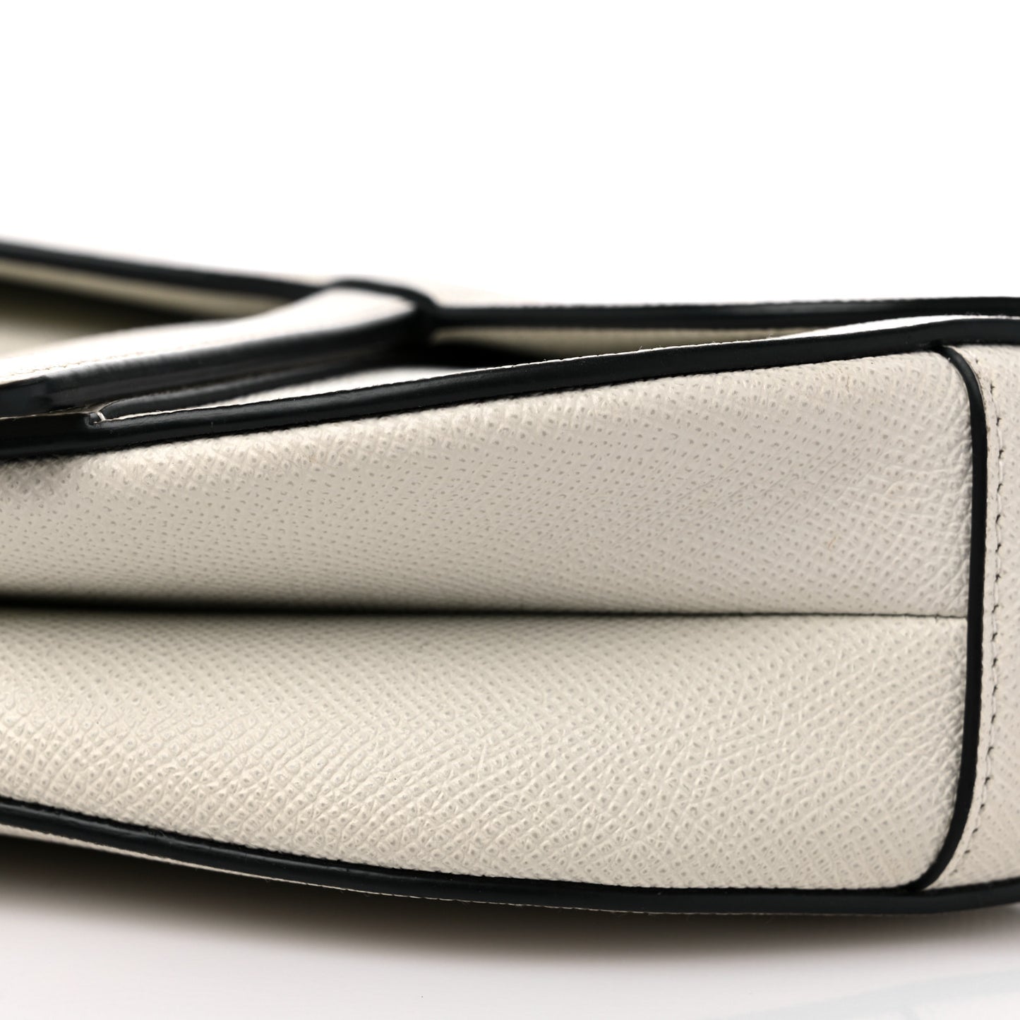 Grained Calfskin Saddle Bag White