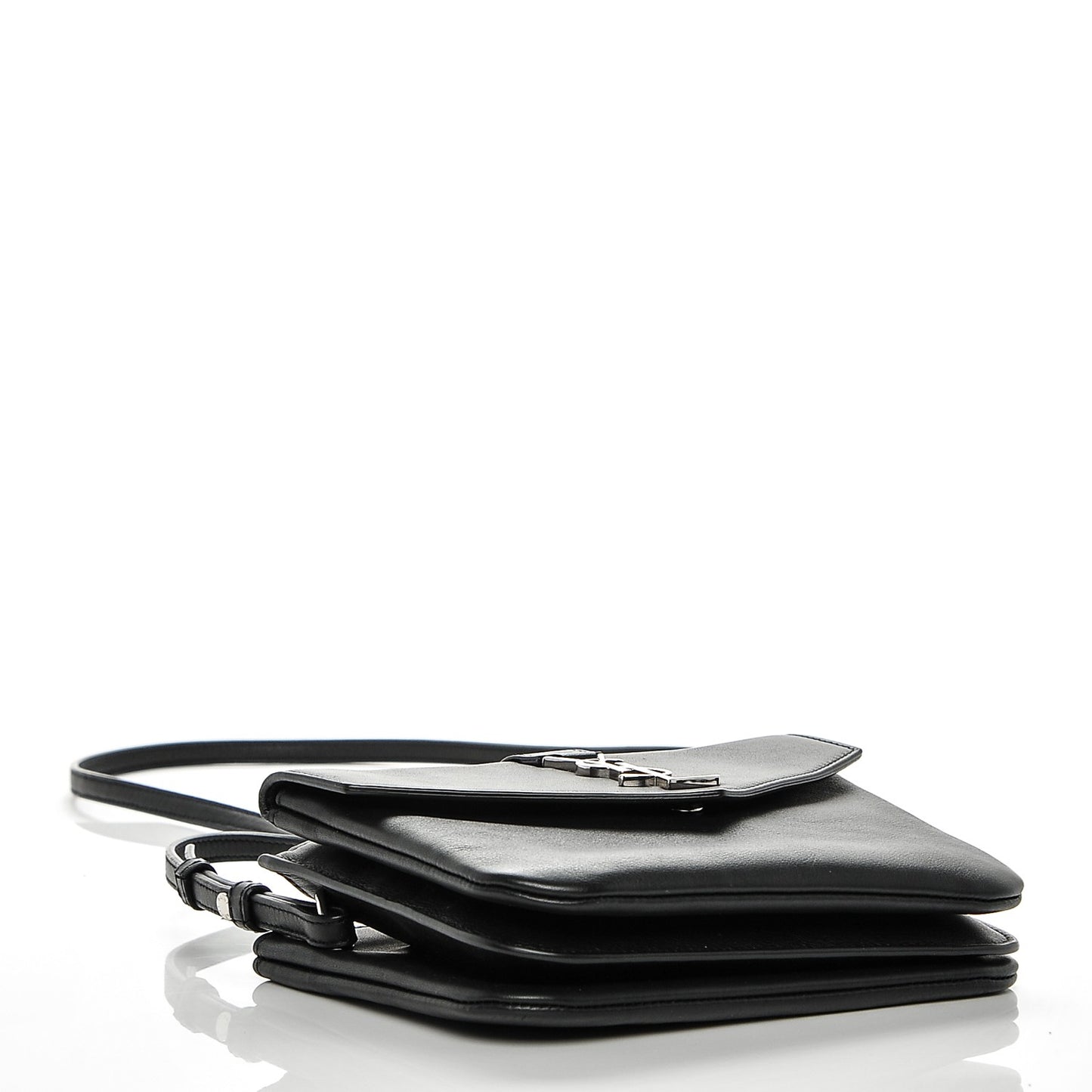 Calfskin Monogram Tri Pocket Crossbody Bag Black