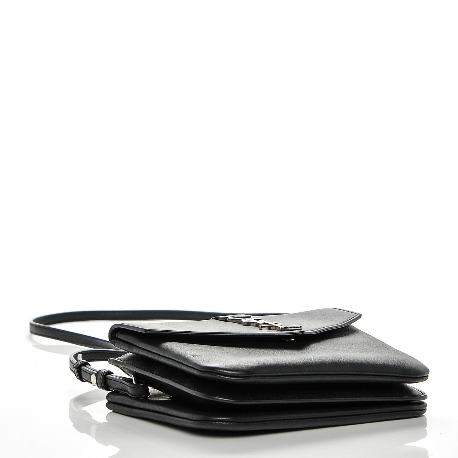 Saint Laurent Calfskin Monogram Tri Pocket Crossbody Bag Black 4 of 7