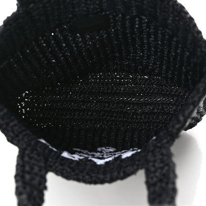 Prada Yarn Raffia Effect Crochet Small Logo Tote Black 5 of 9