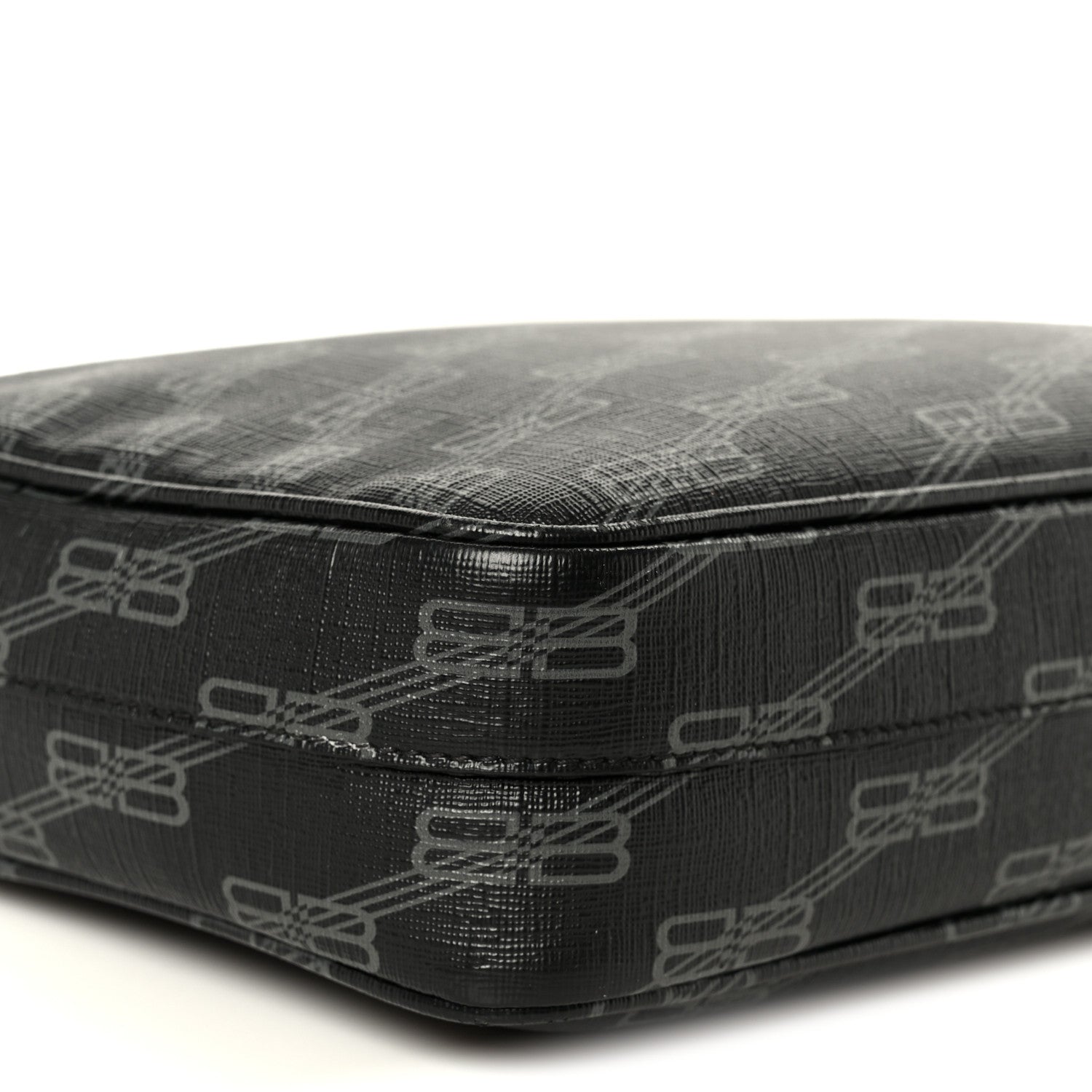 Balenciaga Coated Canvas BB Monogram Medium Signature Camera Bag Black Grey 10 of 13
